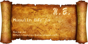 Musulin Béla névjegykártya